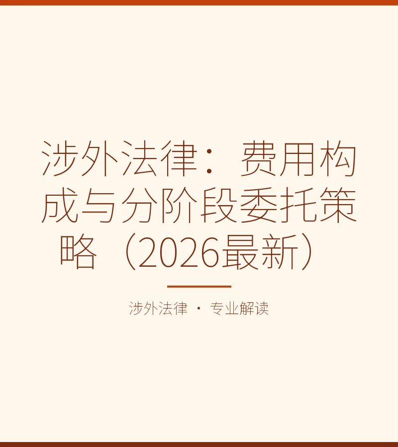 涉外法律：费用构成与分阶段委托策略（2026最新）
