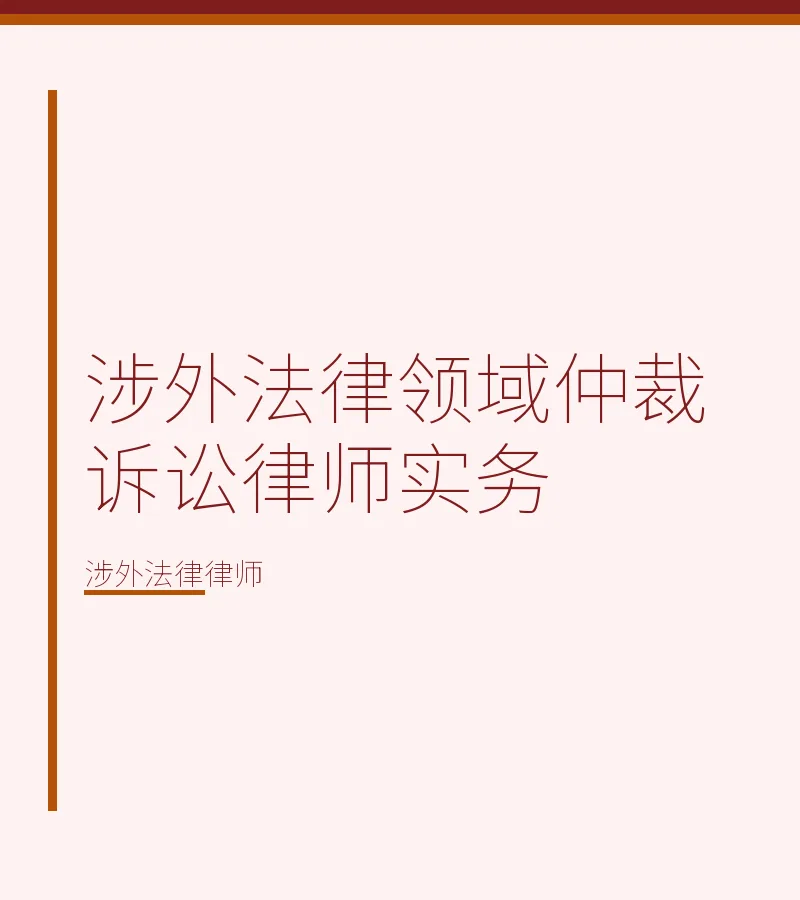 涉外法律领域仲裁诉讼律师实务